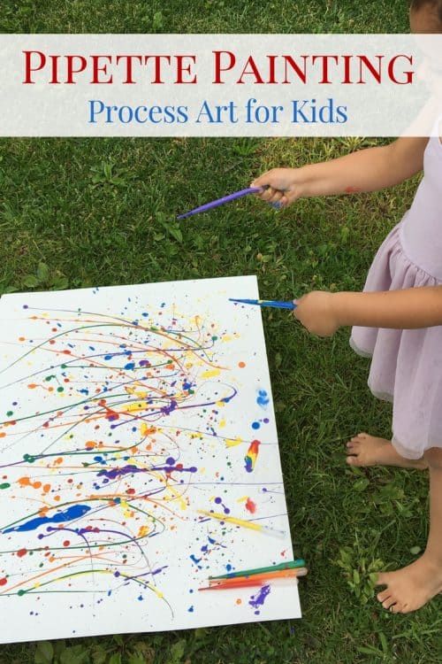 Splatter Paint is a fun process art for kids. Using rainbow colored paints and pipettes you can create this amazing rainbow paint splatter art project for kids.
