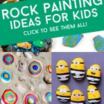 Images of rocks painted by kids. Text reads "Rock painting ideas for kids"