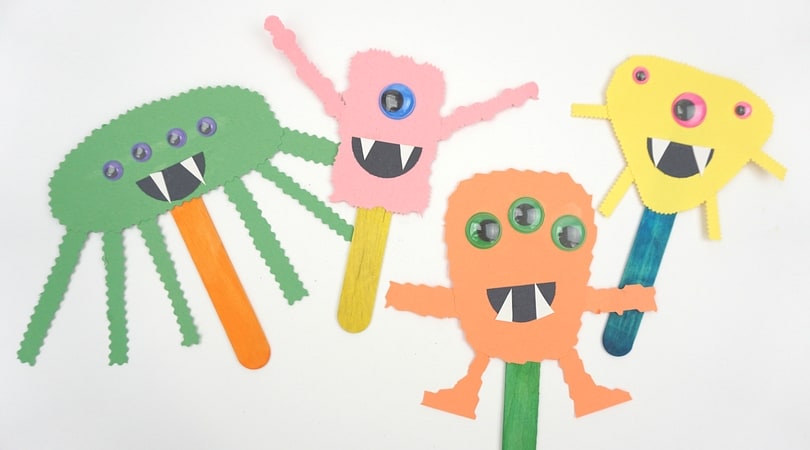 These construction paper monsters will build cutting skills while creating fun and easy Halloween Crafts for Kids. Perfect for an afternoon craft or a quick addition if you are hosting a Halloween party for kids!