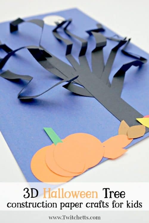 A paper 3D Tree that perfect for Halloween.  Use construction paper to create a cute and creepy paper tree that stands out!