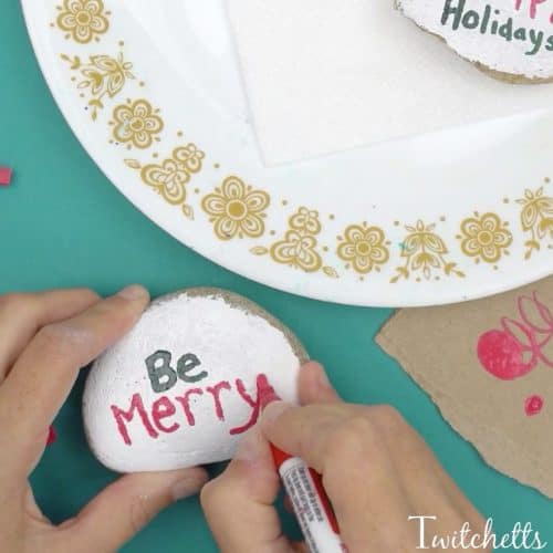 See how easy Christmas painted rocks can be! This fun technique creates fun stone painting projects for kids.