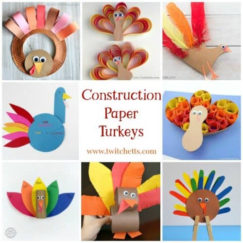 Construction paper turkeys are fun and easy Thanksgiving crafts for kids.