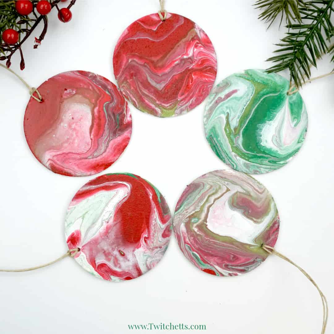 Poured Christmas Ornaments Pour Painting For Kids SQ 