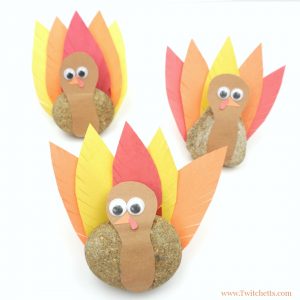 How to make a fun turkey rock craft using construction paper - Twitchetts