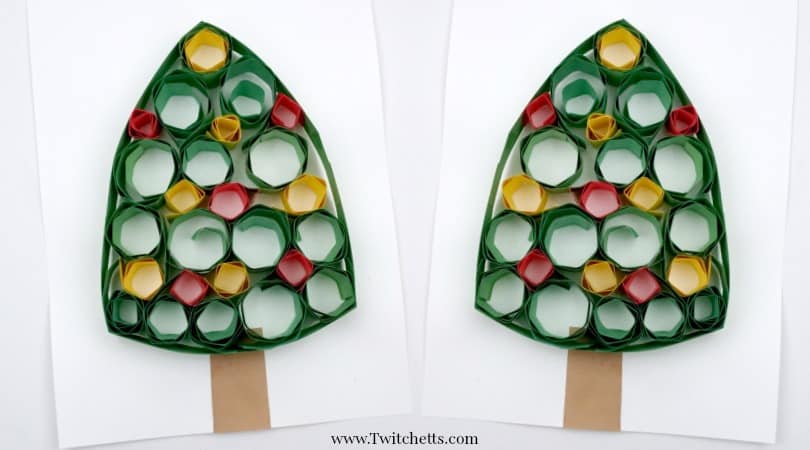 Try this quilling Christmas tree for a fun beginner quilling project that kids will love! This paper Christmas tree is made with construction paper, so it's a fun and inexpensive Christmas craft for kids.