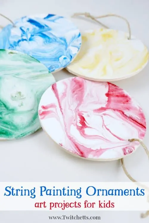 These colorful Christmas ornaments are so beautiful and the creative painting method of string painting is fun for kids of all ages!