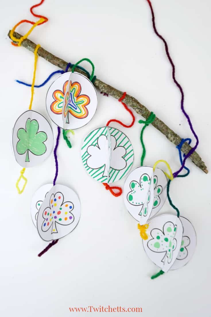 How to make a 3D paper shamrock mobile with our shamrock template