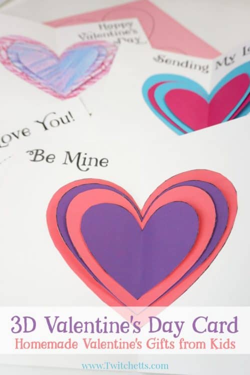 This 3D Valentine's Day Card will wow, with very little effort. And since we use construction paper, they cost next to nothing. They're perfect for passing out to friends or giving to loved ones.