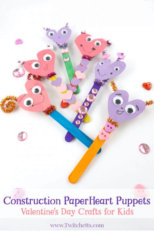 How to make construction paper heart puppets for Valentines Day