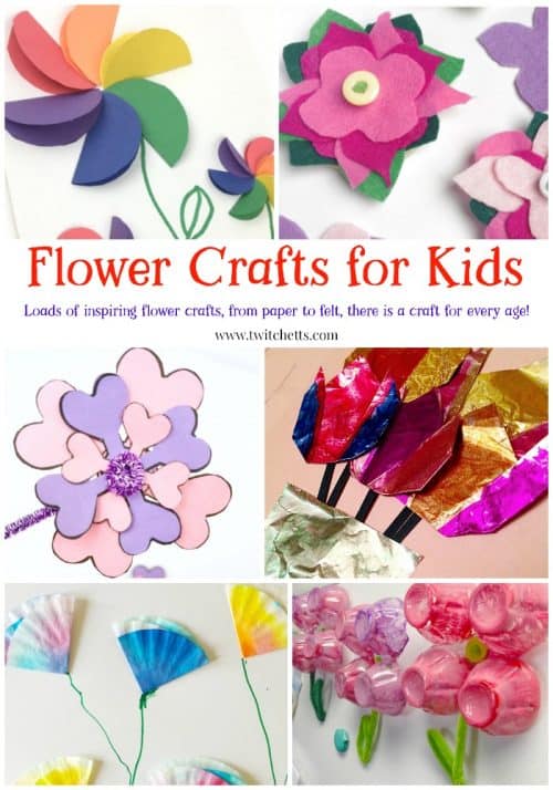 Flower crafts for kids ~ From paper flowers to felt, foil, egg cartons and more! Perfect for spring crafts, mothers day, and more! #flowercraftsforkids #flowercrafts #paperflowers #mothersdaycrafts #springcrafts #craftsforkids #twitchetts