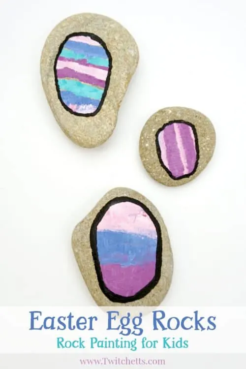 Beautiful and one of a kind Easter rocks. This rock painting idea for kids is a great way for them to make fun Easter egg rocks to hid around town or give to loved ones.