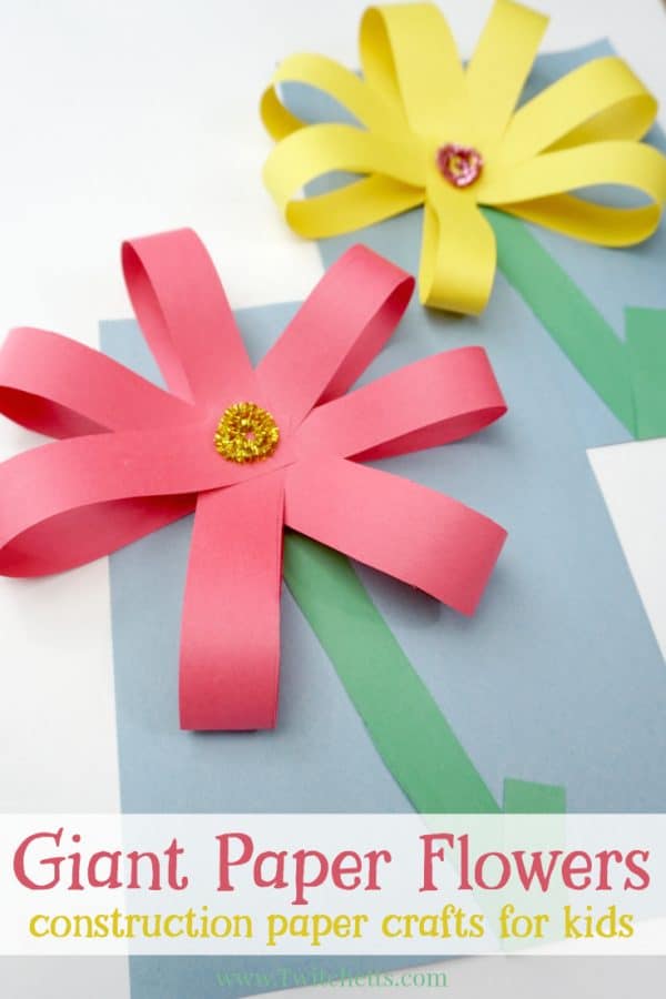 Giant Paper Flowers ~ Construction Paper Crafts for Kids - Twitchetts