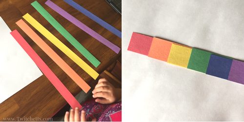 How to make a rainbow with construction paper ~ 3D rainbow art for preschoolers