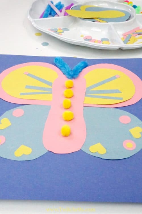 Your kids can create this easy paper butterfly when you set up an invitation to create. All it takes is some construction paper and a few other simple supplies and your kids will be ready to make their one of a kind butterfly craft.