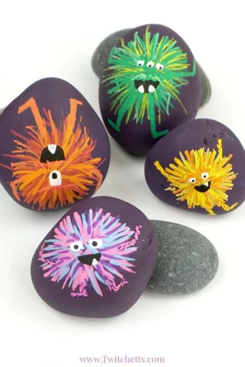 Painted Monster Rocks - Halloween Crafts for Kids - Easy Peasy and Fun