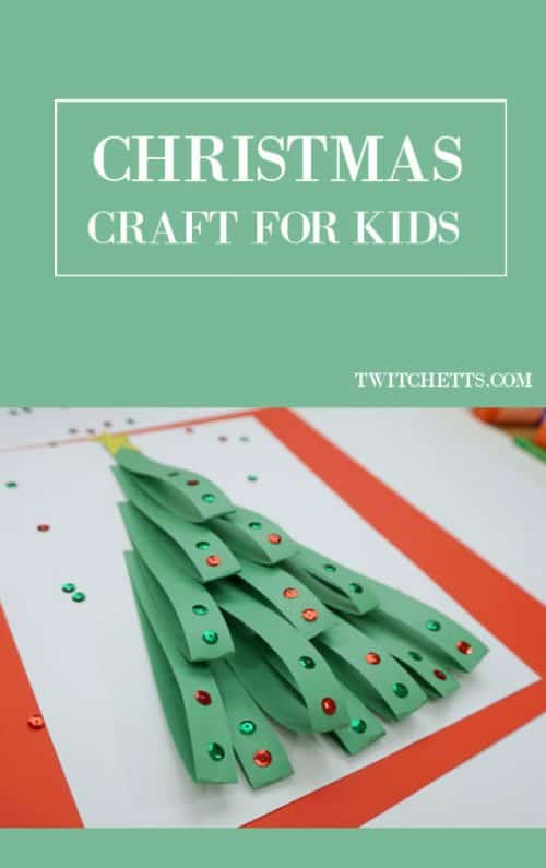 This fun looped paper Christmas tree is a fun paper craft for kids of all ages. Make them with your classroom or at a holiday party. This Christmas craft is sure to wow! #paper #christmastree #craftforkids #christmascraft #3dpapercraft #constructionpaper #easycraft #classroomcraft #kidscrafts #twitchetts