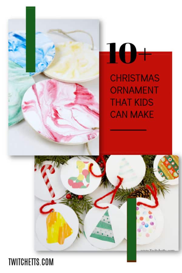 Christmas ornaments that kids can make. A collection of holiday gifts that are easy and ready for kids to create and give this season. #christmas #ornaments #kidscrafts #giftideas #handmade #tutorial #stockingstuffer #treedecorations #christmastree #twitchetts