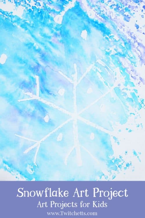 A snowflake art project that is perfect for kids of all ages. We use a fun twist that uses no watercolors. Less mess, more fun! Plus they're learning about color mixing. #snowflake #art #artprojectsforkids @winter #resistpainting #colormixing #preschool #kindergarten #twitchetts