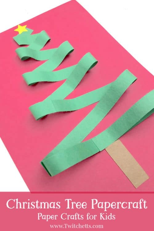 This Christmas tree papercraft is super simple and the zig zag design gives it a fun 3D effect. Grab some green construction paper and let's get crafting! #christmastree #papercraft #3dpaper #papertree #christmascraft #classroom #craftsforkids #twitchetts