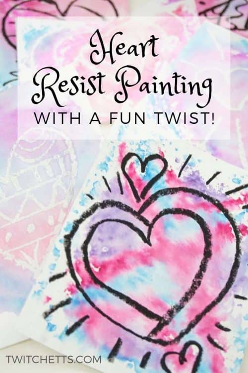 Hearts and Valentine's Day are inseperable! And when you make your Valentine's Day artwork using our heart resist painting technique with a fun twist, it's pure magic! #Twitchetts