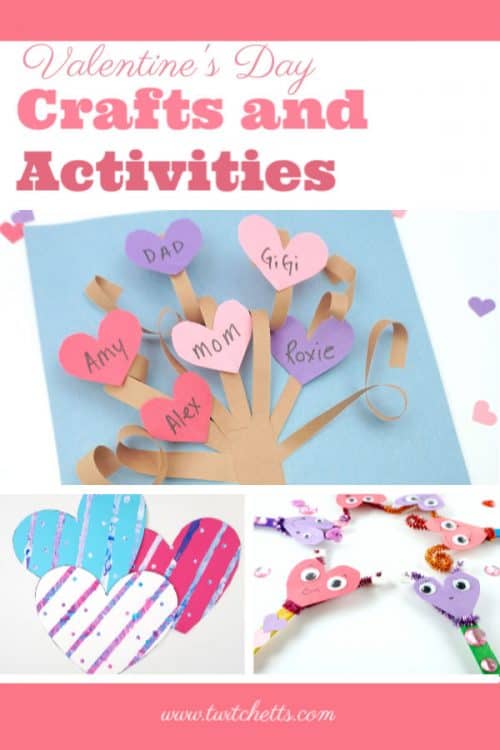 Get inspired by this growing list of amazing Valentine's Day crafts and fun activities for celebrating Valentine's Day. Find a new family tradition or the perfect craft for your classroom! #twitchetts