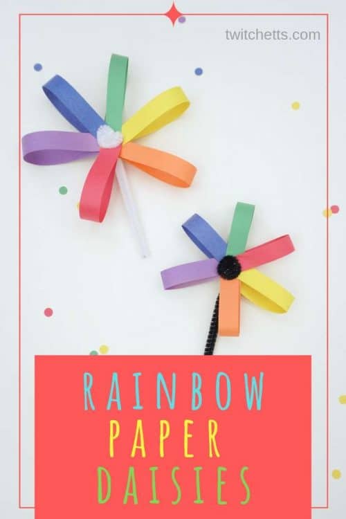 How to make an easy paper daisy in rainbow colors #Twitchetts