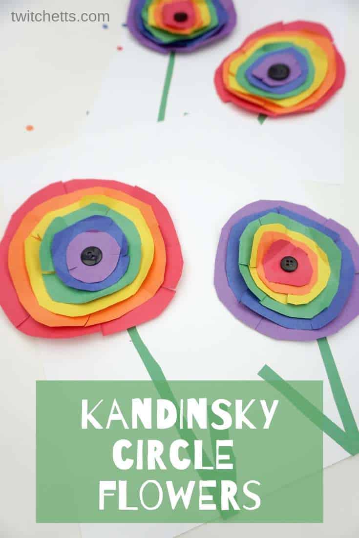 How To Make beautiful Kandinsky Art For Kids Paper Flower Circles.