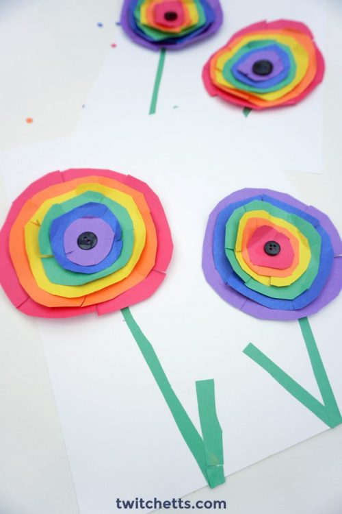 Rainbow Paper Flowers Inspired by Wassily Kandinsky Circles. 