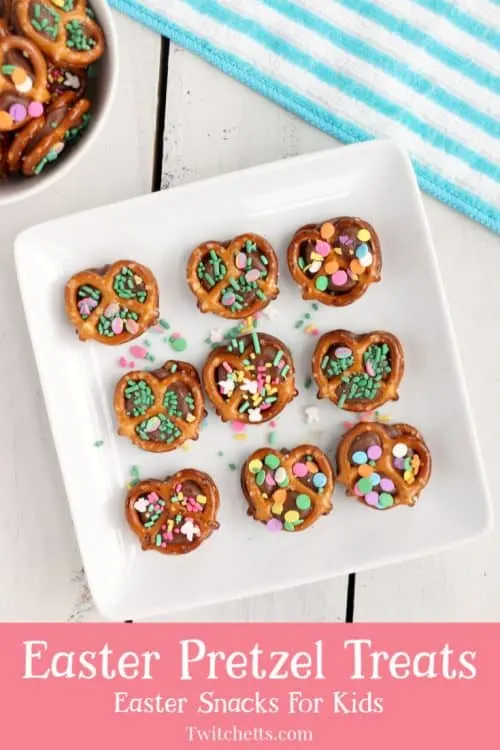 Easter pretzel treats with rolos. An easy Easter treat for kids to make and share with their friends this spring. #twitchetts
