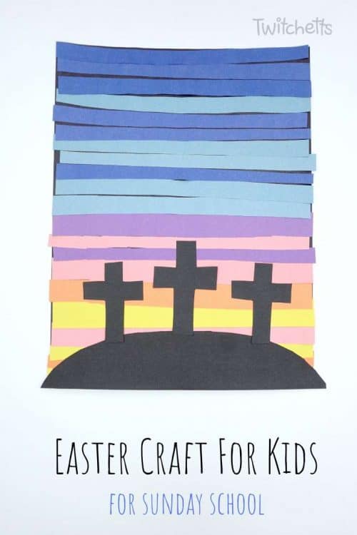 Sunset Scene on Mt.Calvary with 3 Crosses for Easter Sunday School #Twitchetts