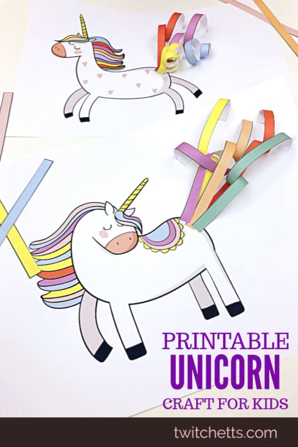 Create a unique paper unicorn with an adorable curly tail. This fun unicorn craft is perfect for birthday parties or just an afternoon of creating with your kids. #twitchetts