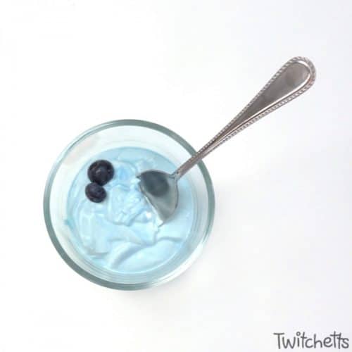 Use a bit of blue food dye to create blue yogurt for your blue day celebration