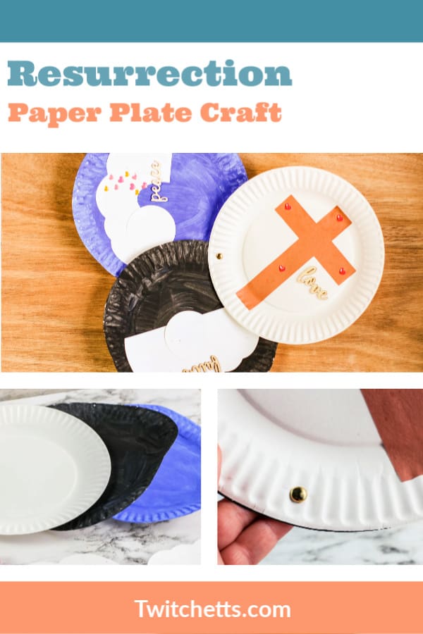 This resurrection paper plate craft is the perfect religious Easter craft for your Sunday School or Easter party. Grab the template and let your kids start creating! #twitchetts