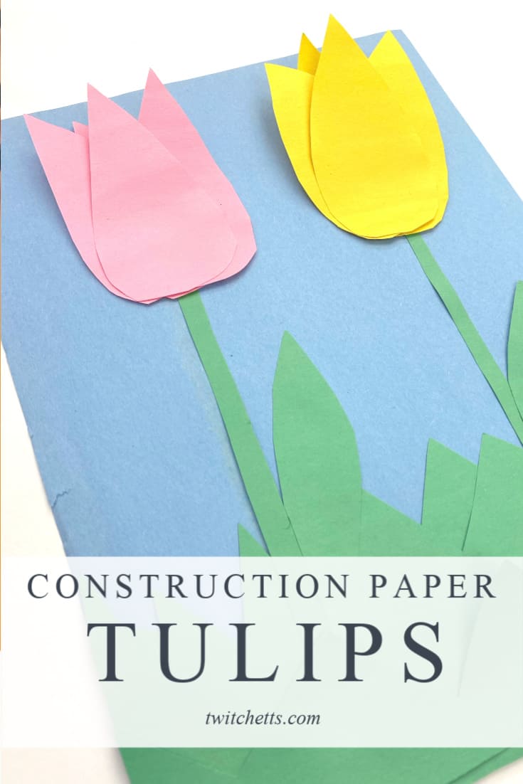 These fun construction paper tulips are the perfect craft for some spring creativity. Even with these basic supplies, you can create a paper craft that pops from the page. #twitchetts #constructionpaper #tulips