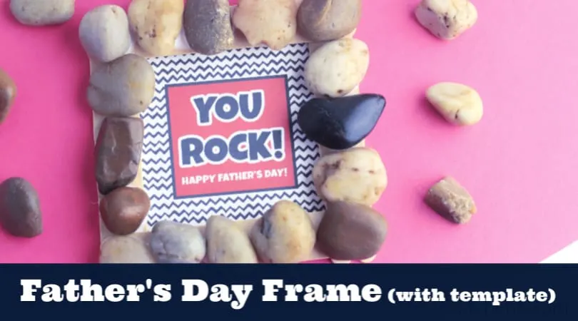 With Father's Day being right around the corner, it's time to start thinking about homemade gifts that the kids can make! A great and fun option is this simple Father's Day Frame using rocks. What better way to tell dad that "you rock" than to make him his very own frame to remind him of this every single day?