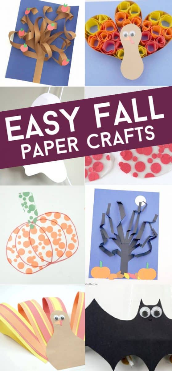 Create these easy fall construction paper crafts with your toddlers or preschoolers. These easy kids' crafts have basic supplies and simple instructions so that you can create them in your classroom or at your kitchen table. #twitchetts #fall #constructionpaper