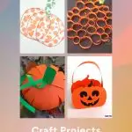 Images of pumpkin crafts. Text reads "Paper Pumpkins. Craft Projects. 10 Tutorials"