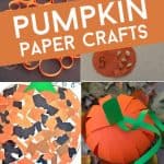 Images of pumpkin crafts. Text reads "Pumpkin paper crafts"