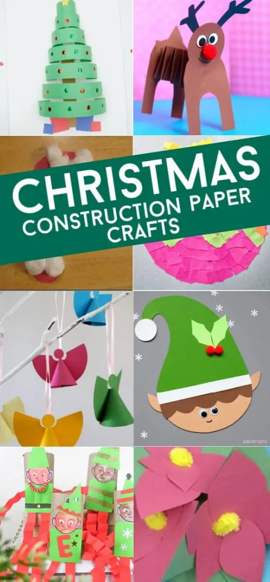 These easy construction paper Christmas crafts for kids are perfect for a classroom activity, holiday party, for kids to make as Christmas gifts, or any other holiday crafting need. #twitchetts #christmas #constructionpaper