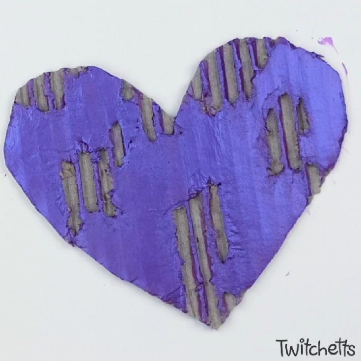 Painted Cardboard Heart Art Project for kids