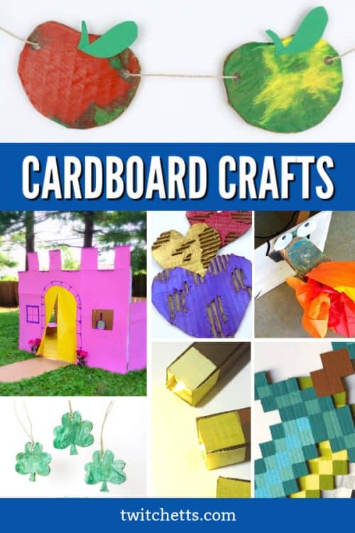 Images of cardboard crafts. Text reads "Cardboard crafts"