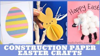 Images of Easter crafts made with construction paper. Text reads 