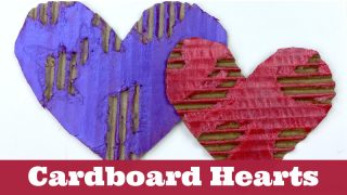 two completed painted cardboard hearts