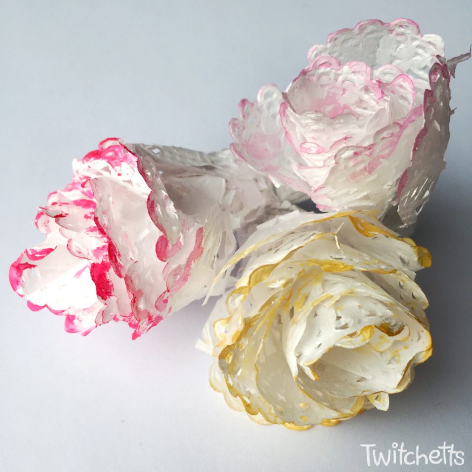 How to make paper doily flowers an easy rose craft Twitchetts