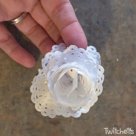 How to make paper doily flowers: an easy rose craft - Twitchetts