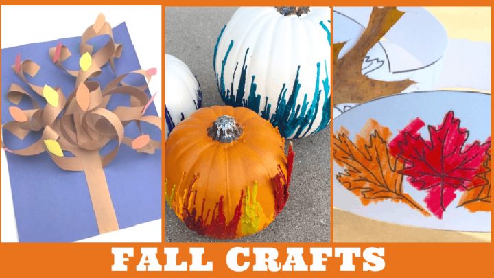 Images of fall kids crafts. Text reads 