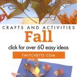 Images of fall kids crafts. Text reads "Fall crafts and activities. Click for over 60 easy ideas"
