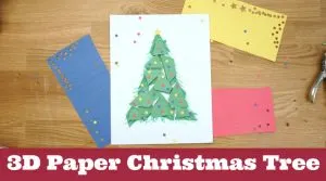 paper Christmas tree. Text reads "3D paper Christmas tree"