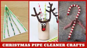 Christmas crafts with pipe cleaners. Text reads: "Christmas pipe cleaner crafts"