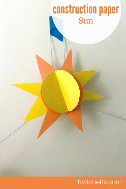 sun paper craft. Text Reads: "Construction Paper Sun"